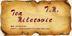 Tea Miletović vizit kartica